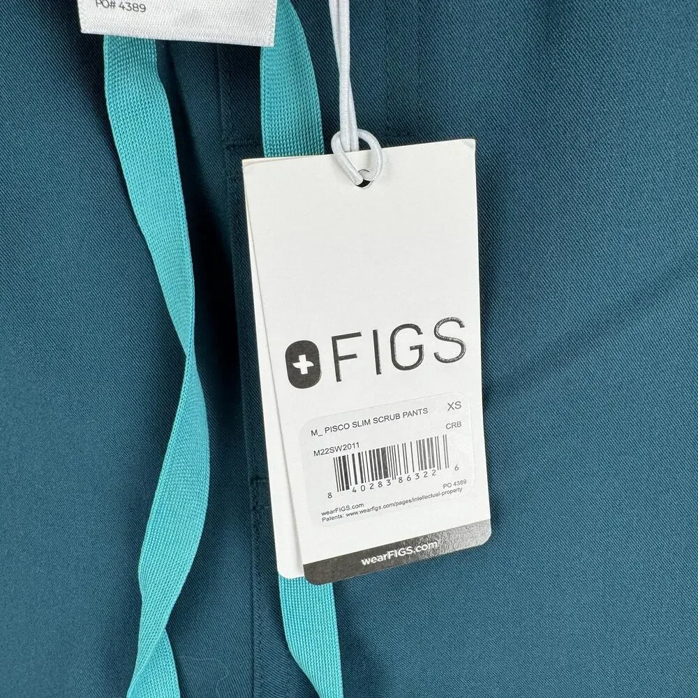 FIGS Pants Mens XS Blue Pisco Slim Technical Scrub Pants Drawstring Waist NWT